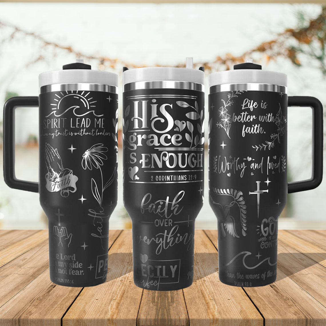 Faith Christian Jesus Tumbler 30oz/40oz, Jesus Tumbler With Handle, Christian Laser Engraved, LAF11